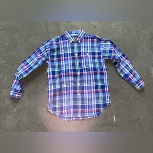 Ralph Lauren Boys Size M (10-12) Multicolor Plaid Oxford Sport Button-Down Shirt